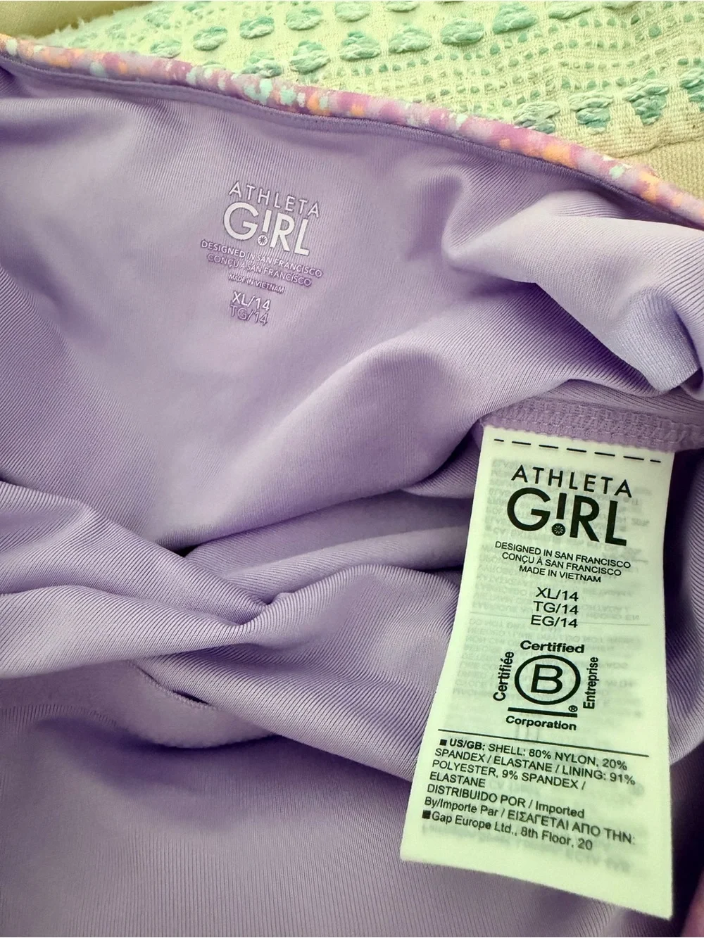 Athleta Girl One Piece Lavender Swimsuit Size 14